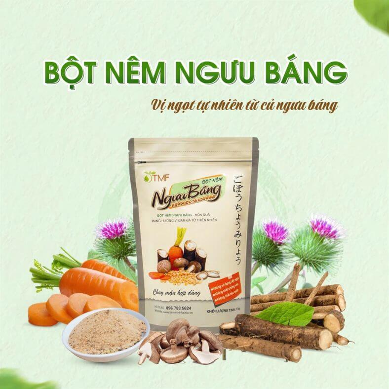 Bột Nêm Ngưu Báng – Thanh Lọc, Dinh Dưỡng và An Toàn được chiết xuất từ củ ngưu báng – loại củ được mệnh danh là "nhà máy" thanh lọc mỡ máu và lượng đường trong cơ thể. Không chỉ giúp món ăn thêm thơm ngon và thanh ngọt tự nhiên, bột nêm còn hỗ trợ đào thải độc tố và thanh lọc cơ thể.