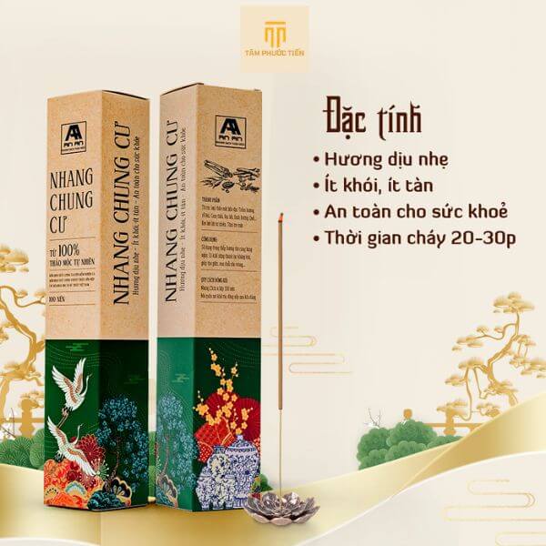 Nhang Chung Cư - 100% Thảo Mộc Tự Nhiên giải pháp hoàn hảo cho không gian sống hiện đại, không chứa hóa chất độc hại, đảm bảo an toàn cho sức khỏe và phù hợp với mọi đối tượng, kể cả người già, trẻ nhỏ và phụ nữ mang thai.