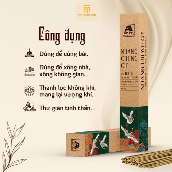 Nhang Chung Cư - 100% Thảo Mộc Tự Nhiên giải pháp hoàn hảo cho không gian sống hiện đại, không chứa hóa chất độc hại, đảm bảo an toàn cho sức khỏe và phù hợp với mọi đối tượng, kể cả người già, trẻ nhỏ và phụ nữ mang thai.