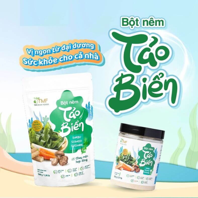 Bột Nêm Tảo Biển – Dinh Dưỡng Từ Biển Cả là sự kết hợp hoàn hảo từ tảo biển và các loại rau củ tự nhiên, không chứa chất bảo quản, hương liệu hay phẩm màu. Với hương vị thanh ngọt tự nhiên, sản phẩm bổ sung nhiều dưỡng chất thiết yếu từ biển cả, phù hợp cho mọi bữa ăn gia đình.