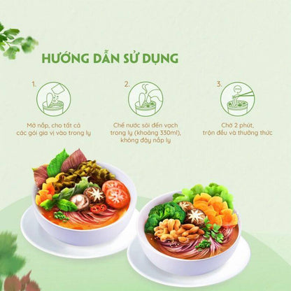 Bún Gạo Lứt Vị Rau Củ Hạt Ngũ Cốc mang đến trải nghiệm ẩm thực độc đáo với sự kết hợp hoàn hảo giữa các thành phần tự nhiên. Được chế biến từ 100% gạo lứt, sản phẩm không chỉ thơm ngon mà còn tốt cho sức khỏe. 