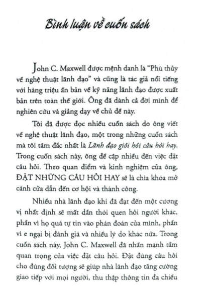Lãnh Đạo Giỏi Hỏi Câu Hỏi Hay