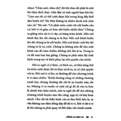 Muốn An Được An-Thích Nhất Hạnh là lời nhắc nhở dịu dàng và chân thành rằng chỉ cần chúng ta biết quay về với chính mình, bình an và hạnh phúc sẽ luôn hiện diện