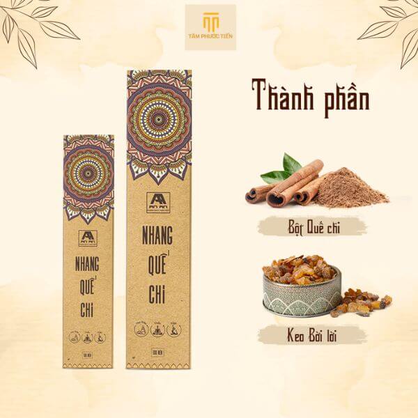 Nhang Quế Cao Cấp - Nhang sạch thảo mộc được làm từ vỏ quế lâu năm - Mùi hương ấm áp tăng khả năng tập trung, giảm căng thẳng