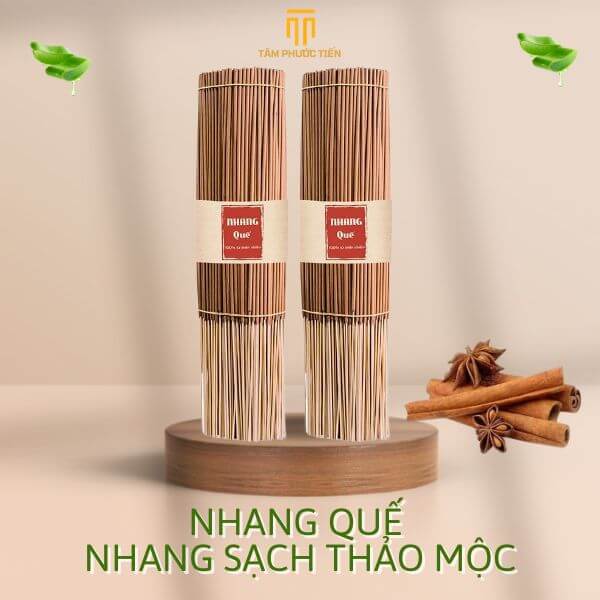 Nhang Quế Cao Cấp - Nhang sạch thảo mộc được làm từ vỏ quế lâu năm - Mùi hương ấm áp tăng khả năng tập trung, giảm căng thẳng