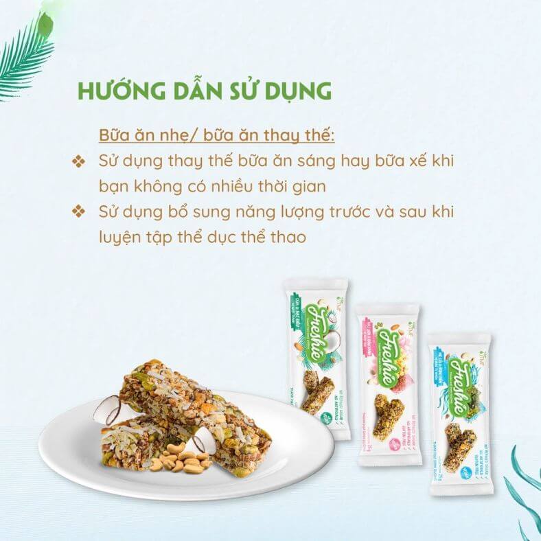 Thanh Hạt Dinh Dưỡng Freshie - Dừa & Hạt Điều thành phần tự nhiên từ dừa, hạt điều và mật dừa nước. Bổ sung dinh dưỡng nhanh chóng và tiện lợi, là bữa ăn xế hoàn hảo cho bạn và gia đình.
